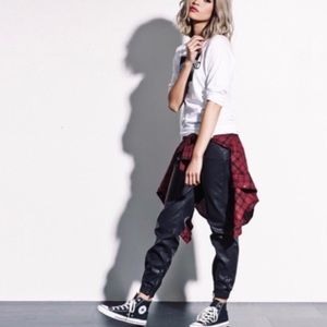 Cute Bullhead Denim Faux Leather Joggers